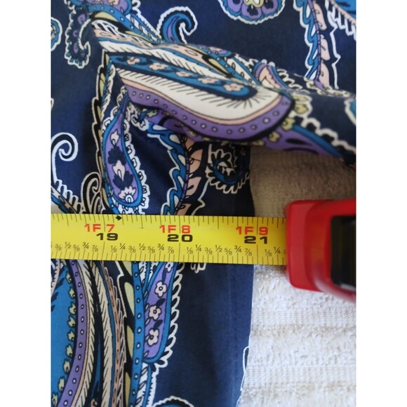 Chicos Women's Tunic Blouse Size 2 L Paisley Blue Purple Button Up Long Sleeve - Picture 11 of 15
